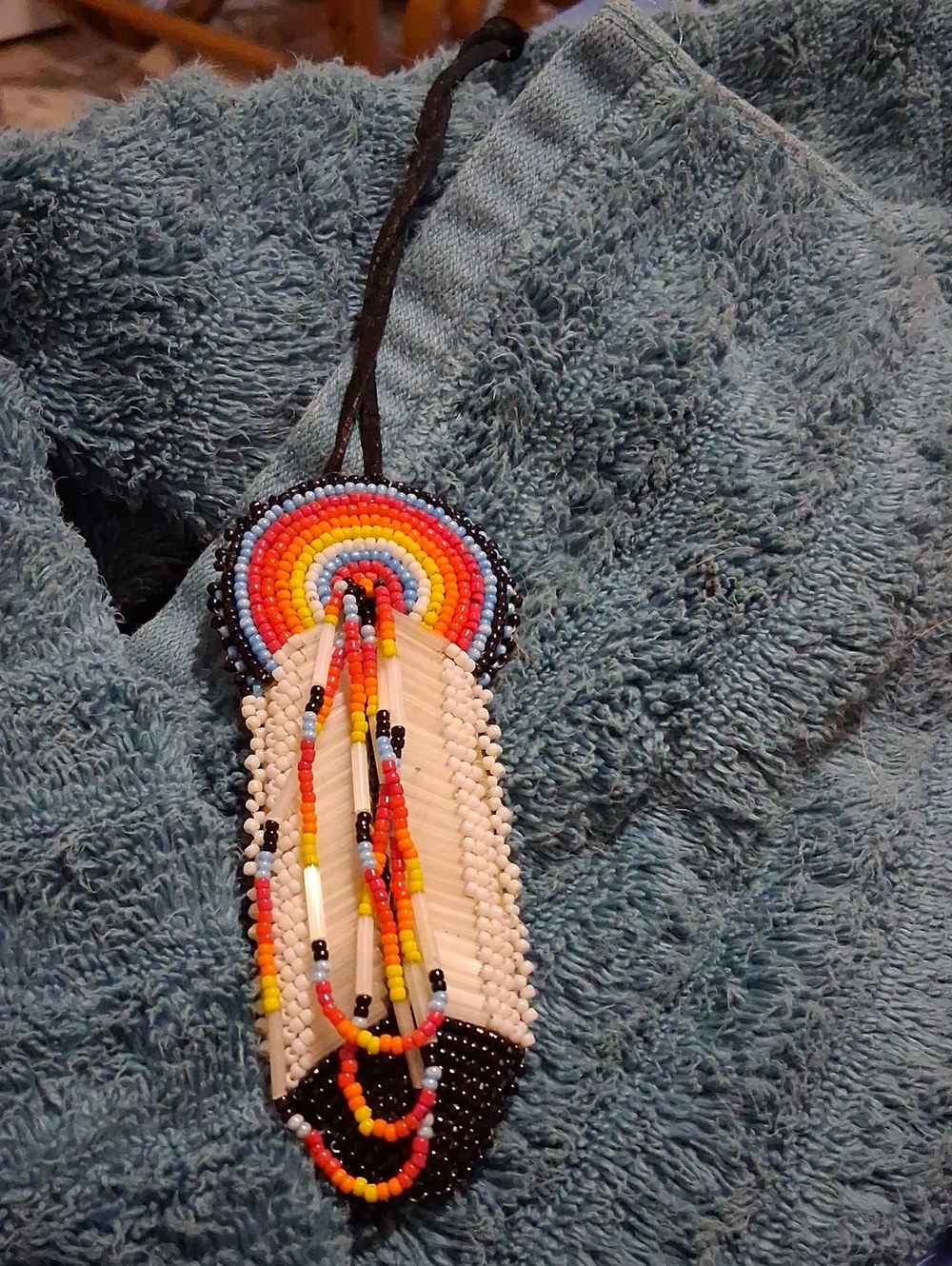 Beaded Rainbow Fringe Pendant Necklace - Multicolor